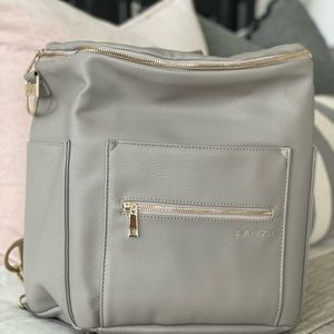 Fawn Design Original Diaper Bag in Grey with Changing Clutch